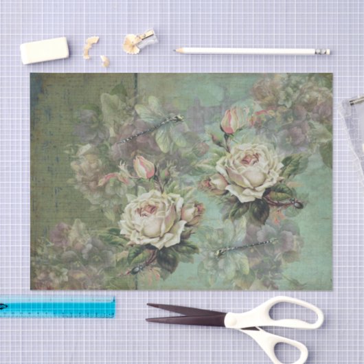 Etherale Rozen, Paarse pansieën en insecten Tissuepapier (Craft)