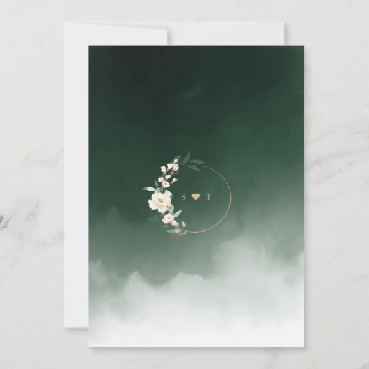 Etherale Waterverf Rozen verlaten gouden bruiloft Kaart (Achterkant)