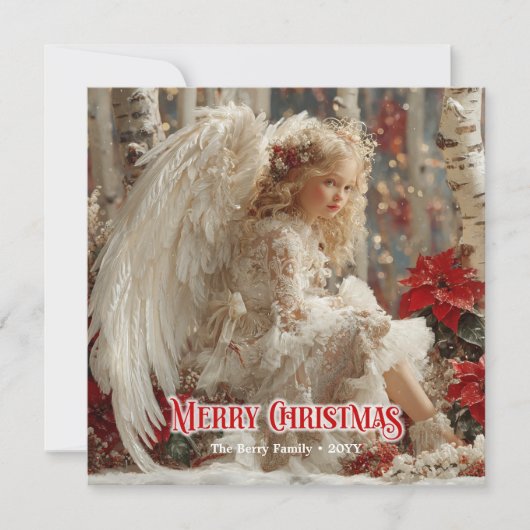 Ethereal angelic angel red gold festive magical   feestdagenkaart (Voorkant)