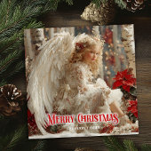Ethereal angelic angel red gold festive magical feestdagenkaart