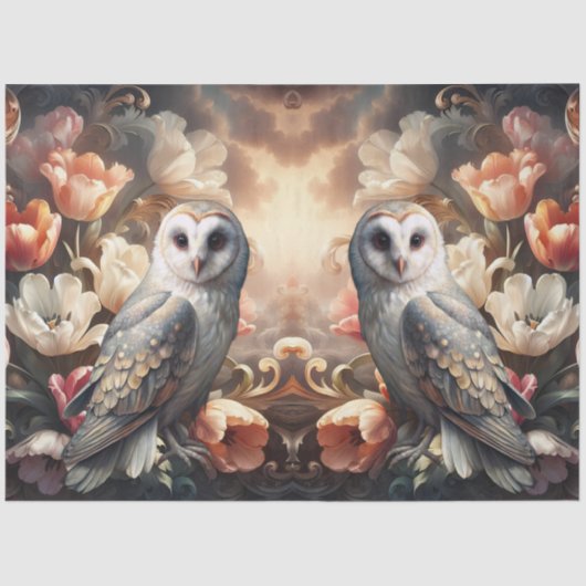 Ethereal Baroque Florals & Owls Decoupage Paper Tissuepapier (Voorkant)