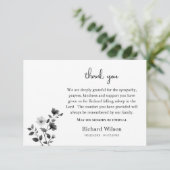 Ethereal Black & White Flowers Orthodox Funeral Bedankkaart (Staand voorkant)