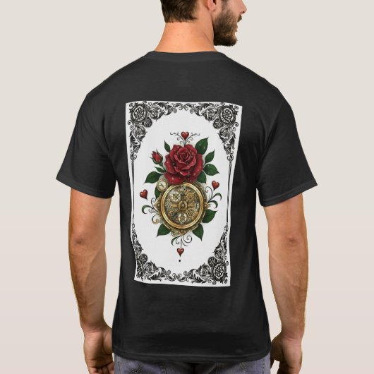 Ethereal Bliss: Rose Compass Tattoo T-shirt (Achterkant)