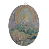 Ethereal Bloom: Pastel Mosaic Volcano in Spring Dartbord (Voorkant Links)