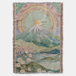 Ethereal Bloom: Pastel Mosaic Volcano in Spring Deken