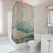 Ethereal Bloom: Pastel Mosaic Volcano in Spring Douchegordijn (In situ)