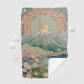 Ethereal Bloom: Pastel Mosaic Volcano in Spring Golfhanddoek (Insitu)