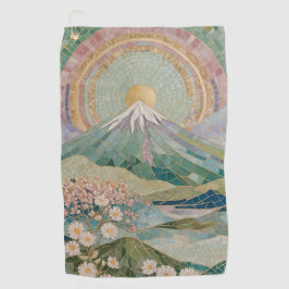 Ethereal Bloom: Pastel Mosaic Volcano in Spring Golfhanddoek