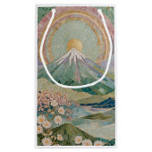 Ethereal Bloom: Pastel Mosaic Volcano in Spring Klein Cadeauzakje (Achterkant)