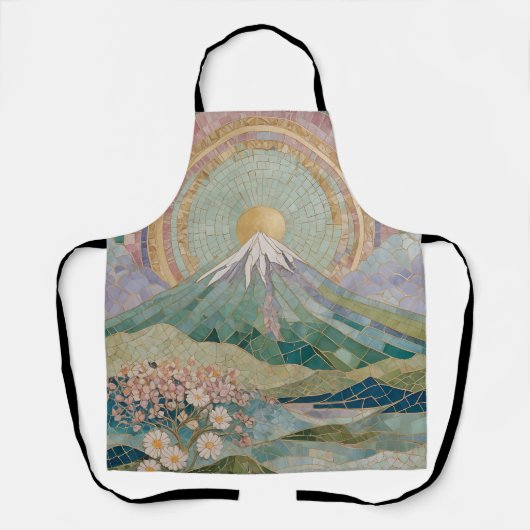 Ethereal Bloom: Pastel Mosaic Volcano in Spring Schort (Voorkant)