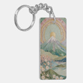Ethereal Bloom: Pastel Mosaic Volcano in Spring Sleutelhanger (Voorkant Links)