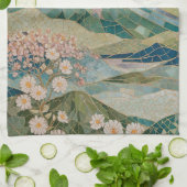 Ethereal Bloom: Pastel Mosaic Volcano in Spring Theedoek (Gevouwen)