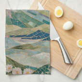 Ethereal Bloom: Pastel Mosaic Volcano in Spring Theedoek (Quarter Fold)