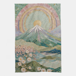 Ethereal Bloom: Pastel Mosaic Volcano in Spring Theedoek