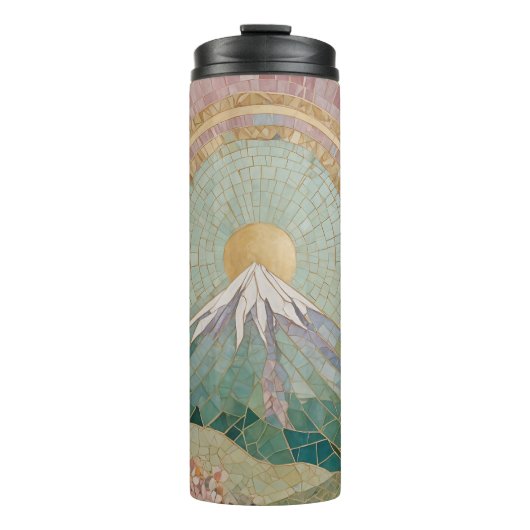 Ethereal Bloom: Pastel Mosaic Volcano in Spring Thermosbeker (Voorkant)