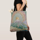 Ethereal Bloom: Pastel Mosaic Volcano in Spring Tote Bag (Dichtbij)