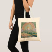 Ethereal Bloom: Pastel Mosaic Volcano in Spring Tote Bag (Voorkant (product))
