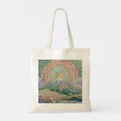 Ethereal Bloom: Pastel Mosaic Volcano in Spring Tote Bag (Achterkant)