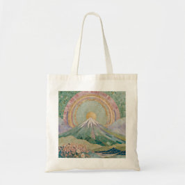 Ethereal Bloom: Pastel Mosaic Volcano in Spring Tote Bag