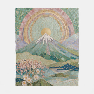 Ethereal Bloom: Pastel Mozaïek Vulkaan in Lente Fleece Deken