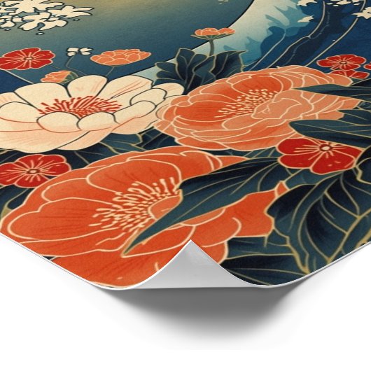 Ethereal Bloom: The Great Wave Reimagined Poster (Hoek)