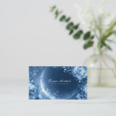 Ethereal Blue Rose Floral Glowing Cosmic Night Visitekaartje (Staand voorkant)
