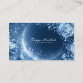 Ethereal Blue Rose Floral Glowing Cosmic Night Visitekaartje (Voorkant)