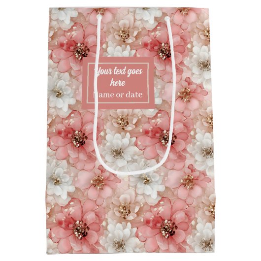 Ethereal blush and gold custom name gift bag medium cadeauzakje (Achterkant)