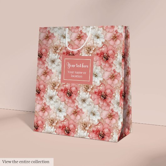 Ethereal blush and gold custom name gift bag medium cadeauzakje