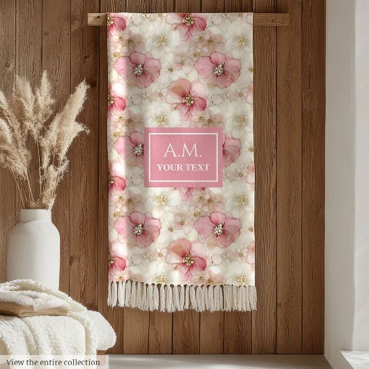 Ethereal Blush & Gold Elegant Custom Name Blanket Fleece Deken