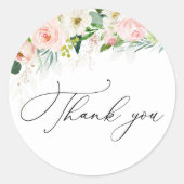 Ethereal Blush Roze Rozen Bruiloft Feest Ronde Sticker (Voorkant)