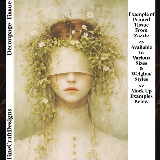 Ethereal Botanical Blindfold Woman FH6 Decoupage Tissuepapier