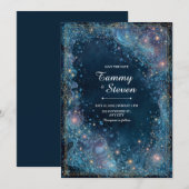 Ethereal Bubbling Gold Celestial Wedding Kaart (Voorkant / Achterkant)