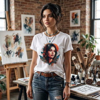 Ethereal Butterfly Bohemian Spirit Portrait Art Tri-Blend Shirt