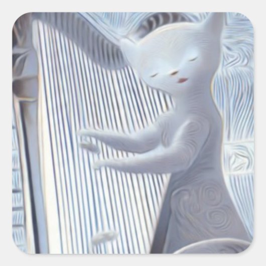 Ethereal Cat Harp – Sticker (Voorkant)