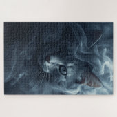 Ethereal Cat in Smoke & Mist – Mystical Puzzle Legpuzzel (Horizontaal)