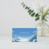 Ethereal Chinoiserie Blue Landscape White Floral Visitekaartje (Staand voorkant)