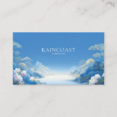 Ethereal Chinoiserie Blue Landscape White Floral Visitekaartje (Voorkant)