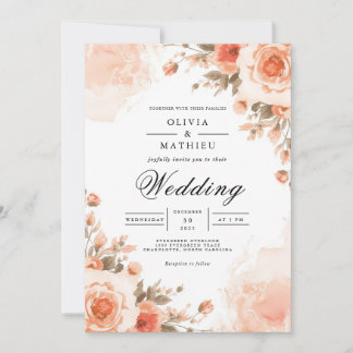 Ethereal Coral Bloom Arch Wedding Kaart