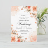 Ethereal Coral Bloom Arch Wedding Kaart (Staand voorkant)
