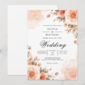 Ethereal Coral Bloom Arch Wedding Kaart (Voorkant / Achterkant)