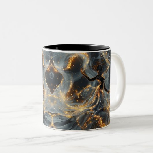 Ethereal Dance Of Light, Enchanting Art, Gift for Tweekleurige Koffiemok (Voorkant rechts)
