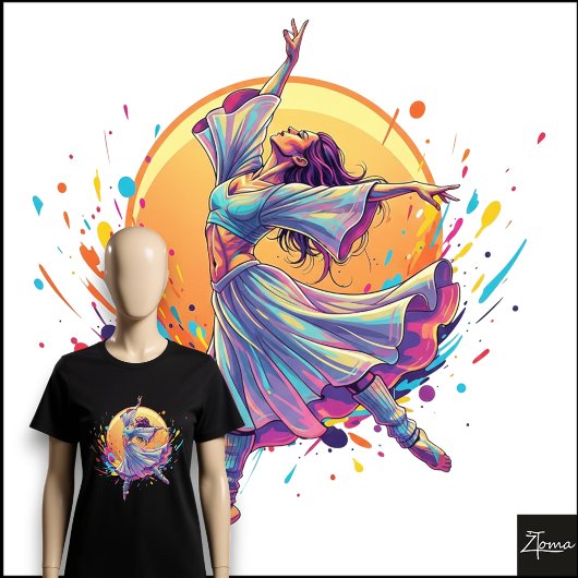 Ethereal Dancer Flowing Skirt Neon Art Tri-Blend Shirt