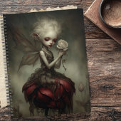 Ethereal Dark Fairy in Petal Dress with Rose Planner