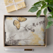 Ethereal Delicate Black Yellow Flowers Butterfly Tissuepapier (Geschenk)