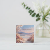 Ethereal Desert Oasis Gold Frame Pink Floral Vierkante Visitekaartje (Staand voorkant)