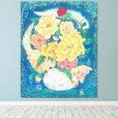 Ethereal Dove Bloom Canvas Afdruk (Insitu (Houten vloer))