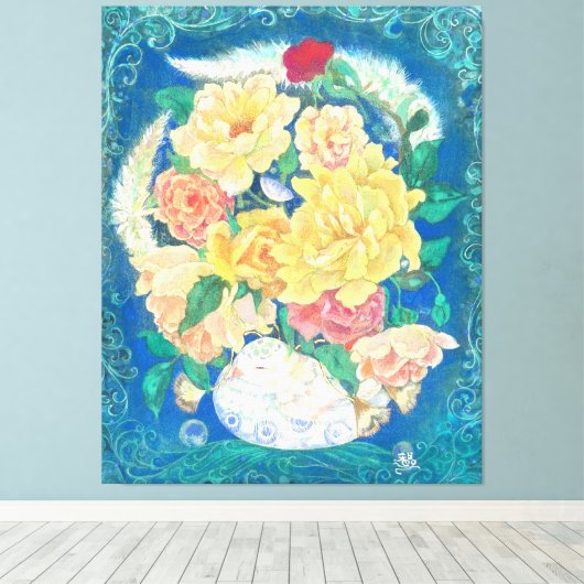 Ethereal Dove Bloom Canvas Afdruk (Insitu (Houten vloer))