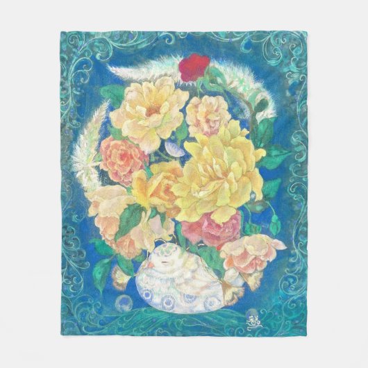 Ethereal Dove Bloom Fleece Deken (Voorkant)