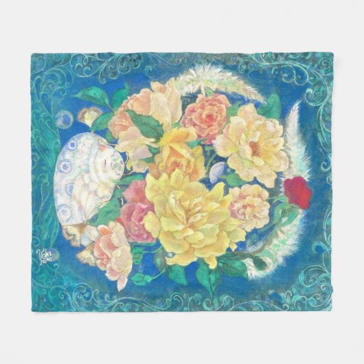 Ethereal Dove Bloom Fleece Deken (Voorkant (Horizontaal))